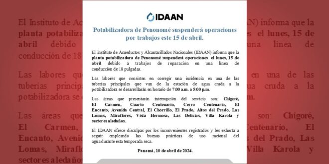 Interrupción del Servicio de Agua en Penonomé: Lo Que Necesitas Saber
