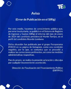 Otro error del Tribunal, ojalá no digan que se equivocaron en el conteo del 5 de Mayo