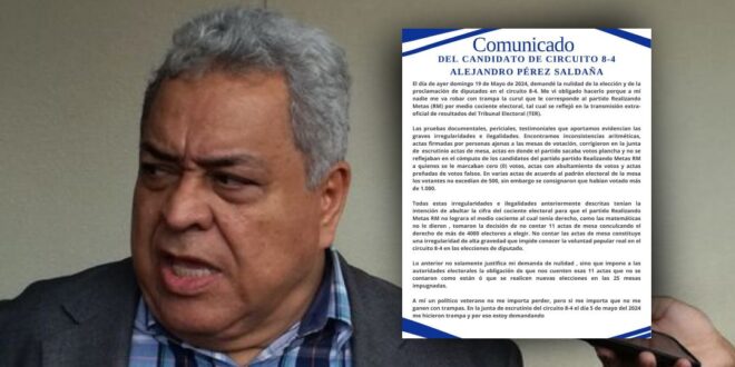 Alejandro Pérez solicita nulidad de las elecciones en el 8-4