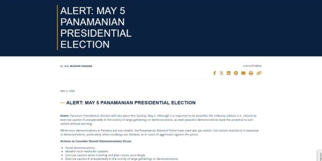 Alerta de la Embajada de EE. UU.: Precauciones para las Elecciones en Panamá