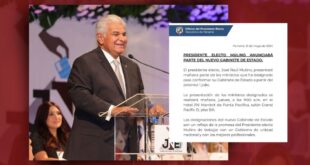 José Raúl Mulino presentará parte del Gabinete mañana