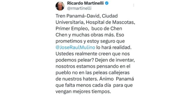 Martinelli aclara que no hay división entre él y Mulino