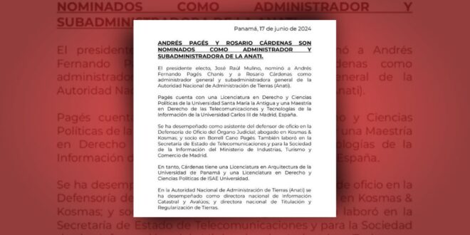 Andrés Pagés y Rosario Cárdenas son nominados como administrador y subadministradora de la Anati