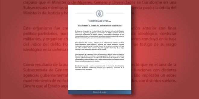 ¡Polémica en Argentina! Gobierno de Milei desmanteló el Ministerio de la Mujer, ¿retroceso o eficiencia?