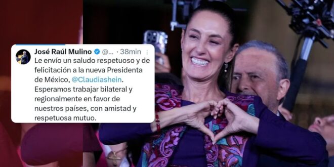 Presidente de Panamá, José Raúl Mulino, Felicita a Claudia Sheinbaum de México