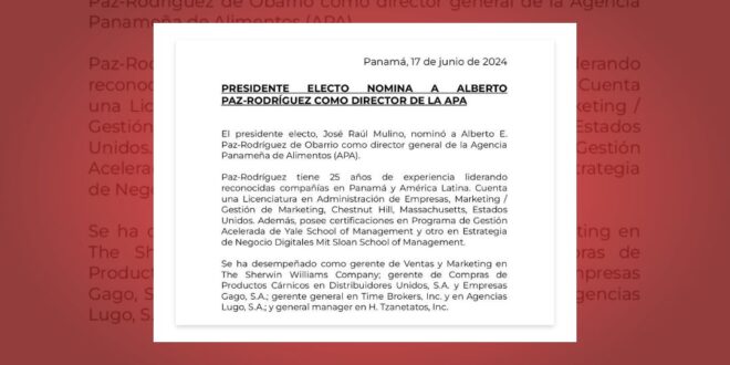 Presidente electo nomina a Alberto Paz-Rodríguez como director de la APA