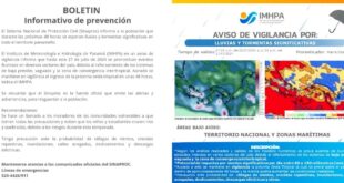IMHPA Emite Aviso de Vigilancia por Lluvias Intensas en las Próximas 48 Horas