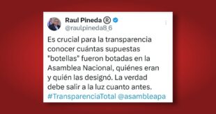 Raúl Pineda pide la lista de las botellas en la Asamblea