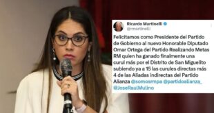 Zulay se queda sin Curul y Martinelli celebra la Curul 15 de RM