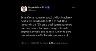 Alcalde Mayer Mizrachi solicita reducir el costo del desfile de Navidad y alumbrado