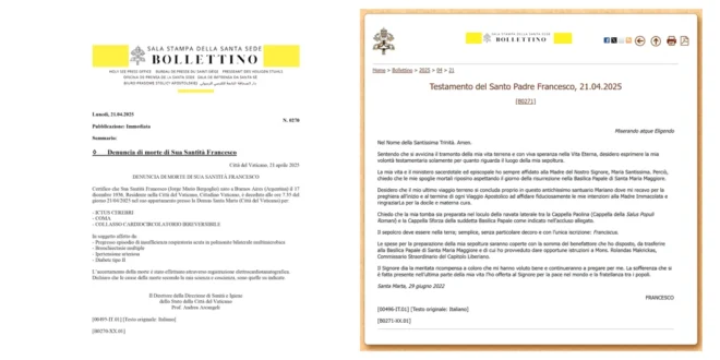 El Vaticano confirma el deceso del Papa Francisco, tras sufrir un derrame cerebral, y publica su testamento final