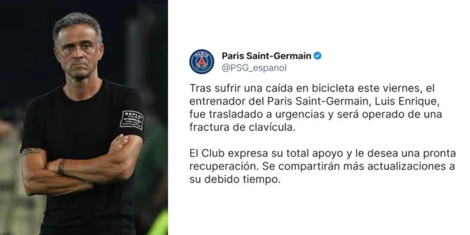 Luis Enrique hospitalizado tras accidente en bicicleta: Fractura de clavícula y comunicado del PSG