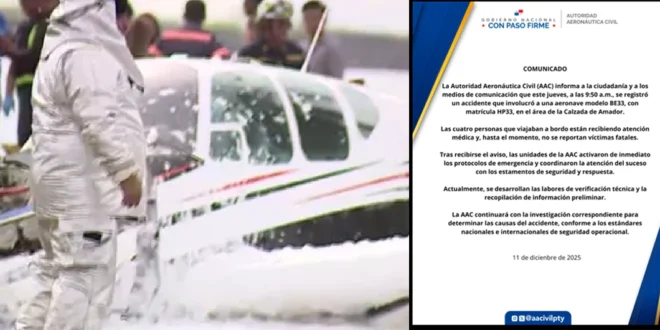 Accidente de Aeronave en Amador: Cuatro Heridos y Apertura de Investigación Oficial