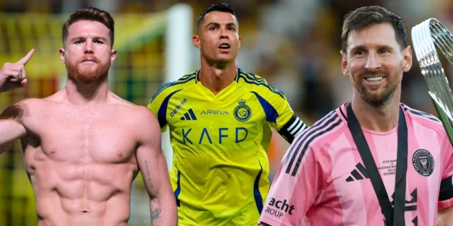 Cristiano Ronaldo, Canelo Álvarez y Lionel Messi liderando el ranking de ingresos deportivos 2025