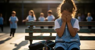 Niño pequeño ocultando su rostro con las manos reflejando sentimiento de vergüenza.