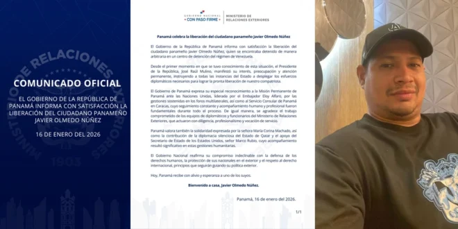 Javier Olmedo Núñez regresa a Panamá tras su liberación diplomática en Venezuela