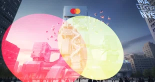 Edificio corporativo de Mastercard representando cambios en su estructura organizacional