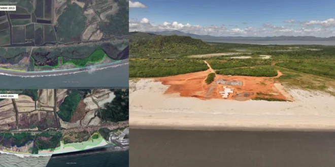 Efectos de la extracción ilegal de arena en la costa de Punta Chame por Megamar Corp.