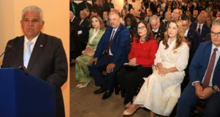 Presidente Mulino durante el lanzamiento del Bicentenario del Congreso Anfictiónico en el Salón Bolívar