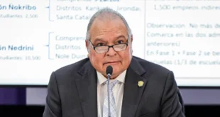 Ministro José Luis Andrade da detalles de la ejecución de las obras.