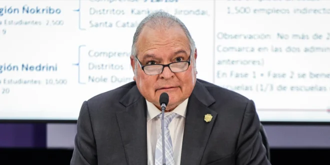 Ministro José Luis Andrade da detalles de la ejecución de las obras.