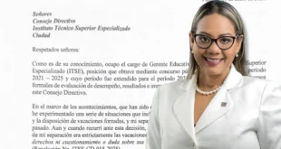 Milena Gómez presenta su renuncia al ITSE