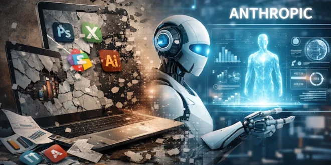 Representación digital de la inteligencia artificial de Anthropic interactuando con una interfaz de computadora