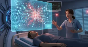 Representación digital de inteligencia artificial fallando en un diagnóstico médico de emergencia