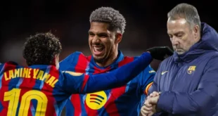 Jugadores del FC Barcelona celebrando el pase a semifinales en el Carlos Belmonte