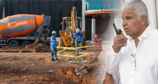 Presidente Mulino durante el comienzo de los trabajos del nuevo edificio del ION Panamá