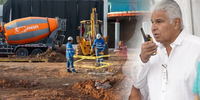 Presidente Mulino durante el comienzo de los trabajos del nuevo edificio del ION Panamá