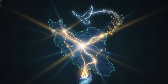 Mapa estratégico de Irán con luces de esperanza y libertad