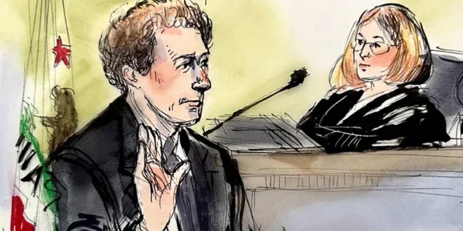 Mark Zuckerberg testificando ante un tribunal de Los Ángeles sobre la seguridad de menores en Instagram.