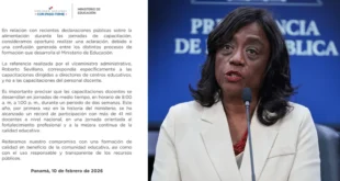 Clarificación de MEDUCA sobre alimentación en capacitaciones docentes