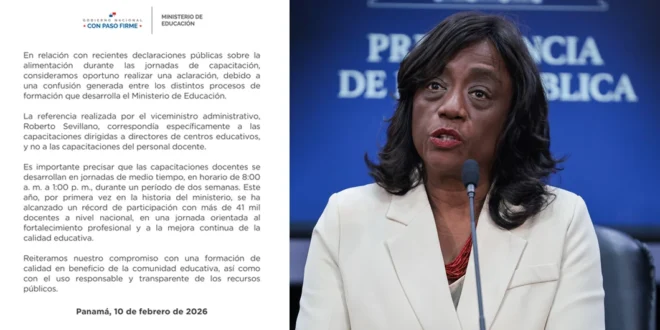 Clarificación de MEDUCA sobre alimentación en capacitaciones docentes