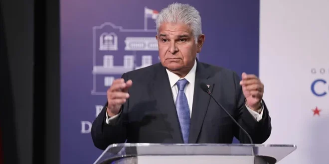 Presidente José Raúl Mulino durante una conferencia de prensa