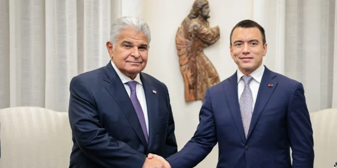 Los presidentes de Panamá y Ecuador, José Raúl Mulino y Daniel Noboa