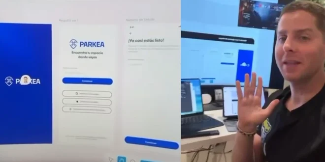 Interfaz digital de la aplicación Parkea para dispositivos móviles en Ciudad de Panamá