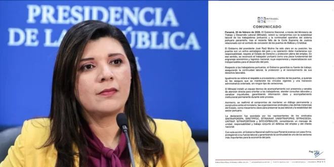 Ministra de Trabajo, Jackeline Muñoz, y comunicado del Mitradel