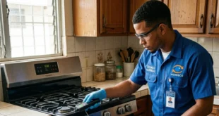 Técnico revisando una estufa Frigidaire tras alerta de seguridad de Acodeco en Panamá