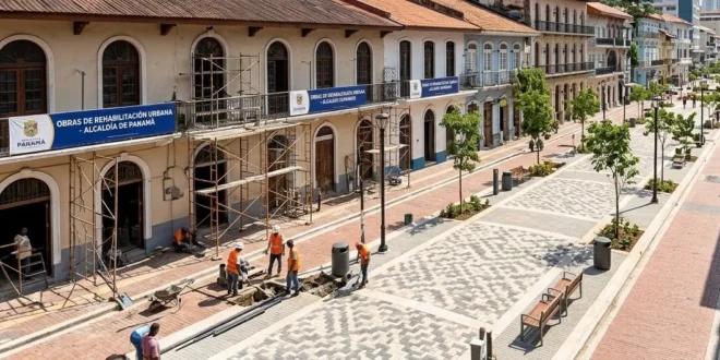 Obras de rehabilitación urbana en el centro de la Ciudad de Panamá