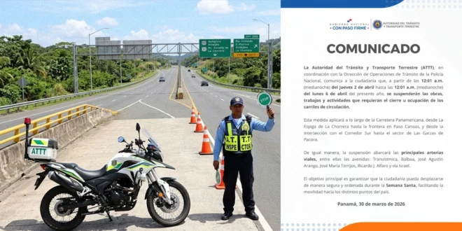 Agente de la ATTT gestionando el tráfico en una autopista despejada de Panamá
