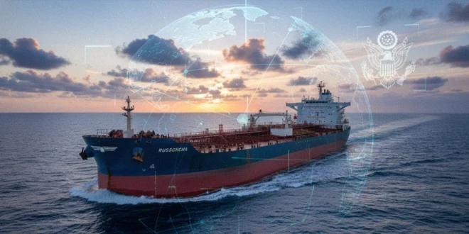 Petrolero ruso navegando en aguas internacionales bajo regulaciones de Estados Unidos