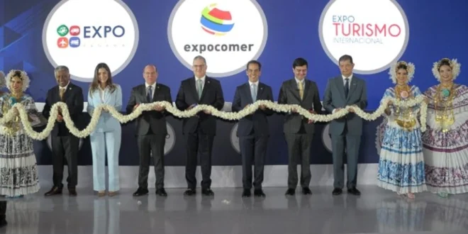 Inauguración de Expocomer 2026 con Aurelio Barría destacando a Panamá como país puente