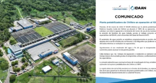 Planta potabilizadora de Chilibre en operación al 100%
