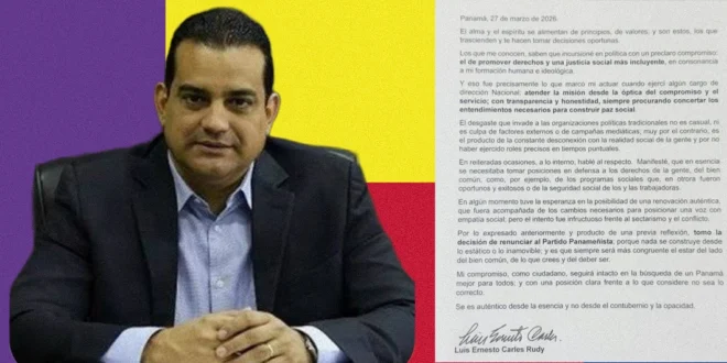 Luis Ernesto Carles anunciando su renuncia al Partido Panameñista por crisis interna