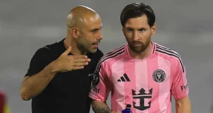 Javier Mascherano y Leo Messi durante un partido del Inter Miami