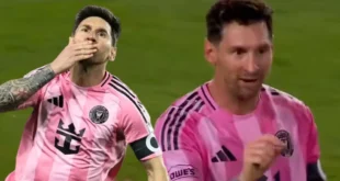 Lionel Messi celebrando un gol con el Inter Miami en el Clásico del Sol.