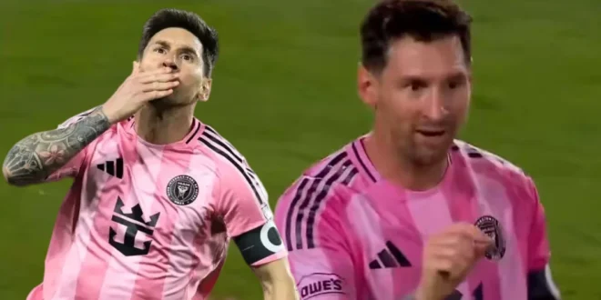 Lionel Messi celebrando un gol con el Inter Miami en el Clásico del Sol.
