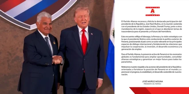 Respaldo del Partido Alianza a la gestión internacional de José Raúl Mulino